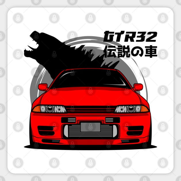 Red JDM R32 Magnet by GoldenTuners